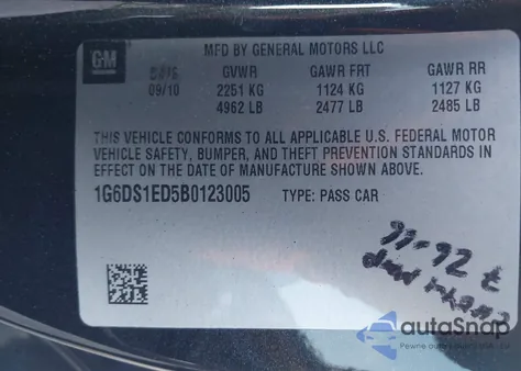 2011 Cadillac Cts Premium z USA, uszkodzony, nr VIN 1G6DS1ED5B0123005